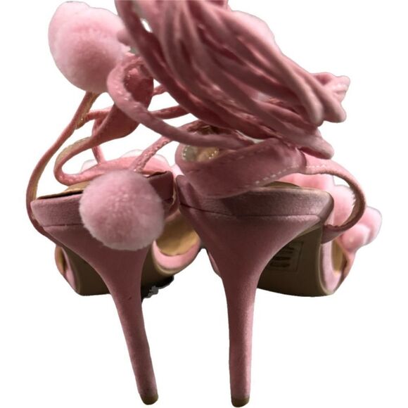 Adorable Shoe Republic LA cotton candy pink PomPom shoes Barbiecore EUC 8 - Picture 5 of 6